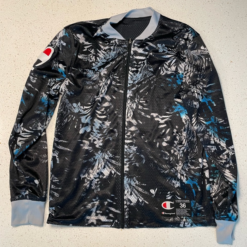 Champion Men’s Bomber Track Jacket with Logo reversable mesh floral Size S (36)